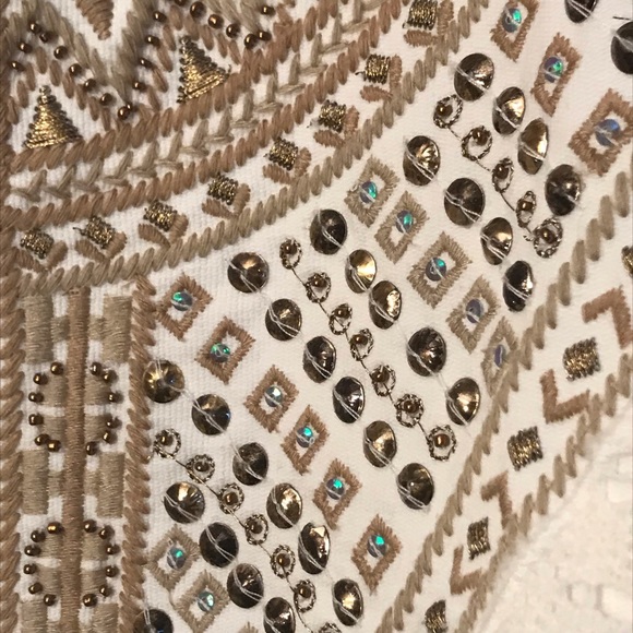 Chico’s embellished Ecru embroidered linen jacket - Picture 3 of 8